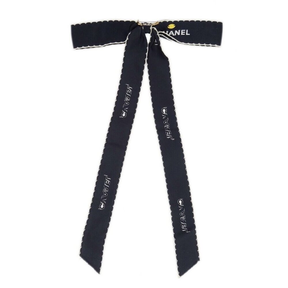 Chanel Bow Brooch Pin Black